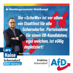 Lars Haise ruft SchoWo-Macher zur gebotenen Neutralität im Oberbürgermeister-Wahlkampf auf