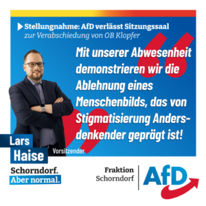 AfD-Fraktion verlässt geschlossen die Künkelin-Halle bei der Verabschiedung von Oberbürgermeister Matthias Klopfer (SPD)